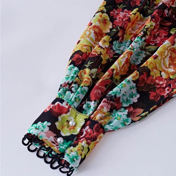 CHICWISH BOUQUET PRINTED RUFFLE CHIFFON MINI - Picture 5 of 10